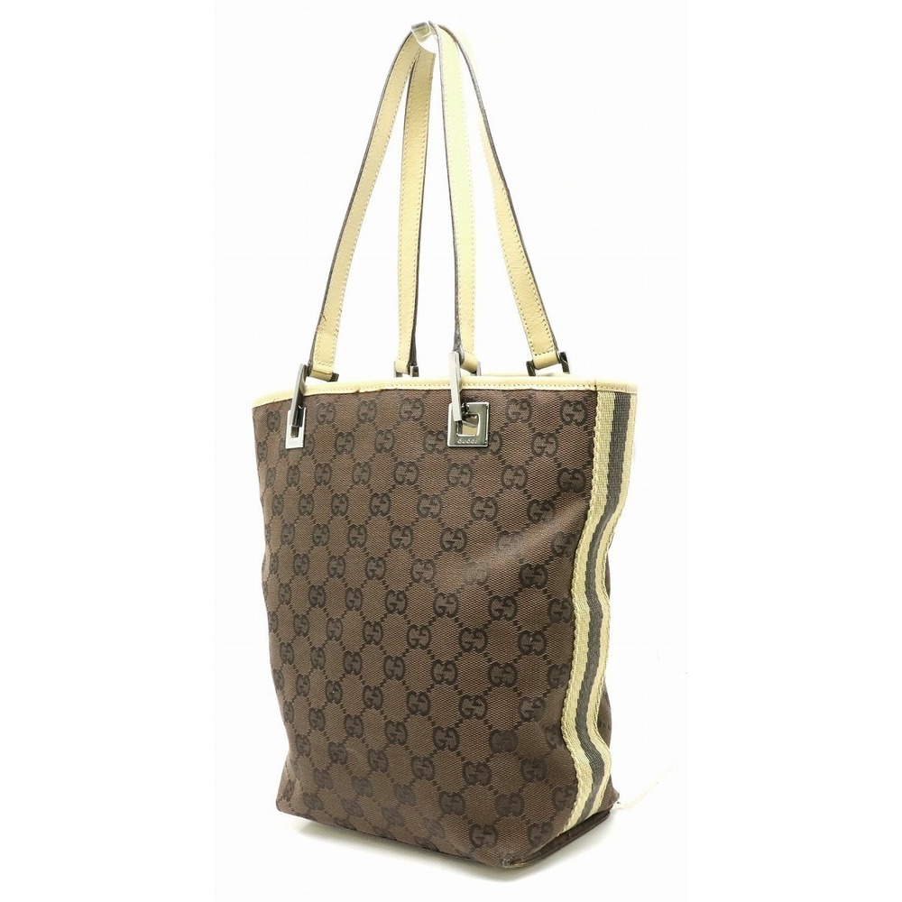 Gucci Beige GG Tote Leather Brown Handbag Oak